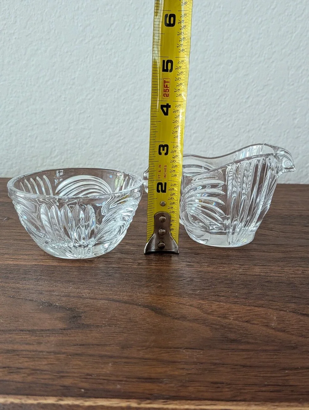 Princess House Crystal Swirls & Dots Creamer Sugar And Tray Set- 3 Pieces